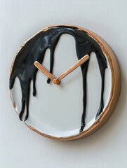Aufkleber - This clock features melting hands draping over a smooth surface, artistically illustrating the concept of time slipping away. Generative AI