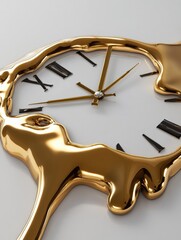 Aufkleber - A surreal clock features melting hands, illustrating the transient nature of time in a contemporary aesthetic. Generative AI