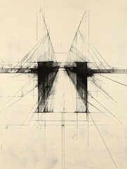 Aufkleber - The artwork features a bridge design that emphasizes clean lines and symmetry, creating a sense of depth and perspective. Generative AI