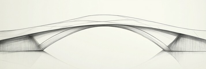 Aufkleber - An abstract drawing captures a sleek bridge design, elegantly arching over calm waters, emphasizing modern aesthetics and simplicity. Generative AI