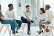 © peopleimages.com - Office, communication and support group with counseling, empathy and workshop for company care. Meeting, listening and discussion about mental health help and work life balance with staff community