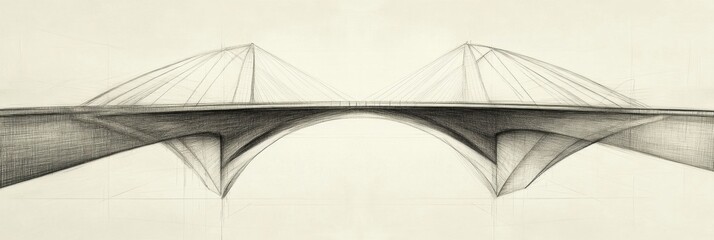 Aufkleber - The artwork depicts an abstract interpretation of a bridge, emphasizing its elegant curves and architectural complexities. Generative AI