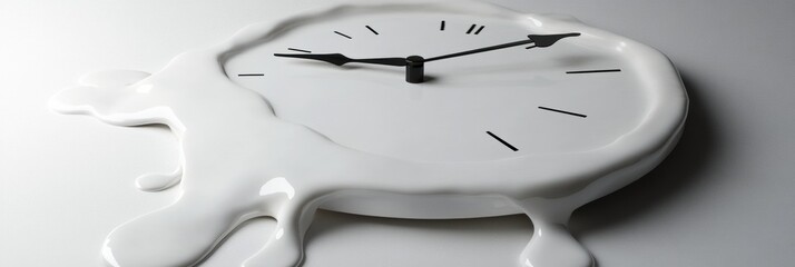 Aufkleber - The clock appears to melt away, with distorted hands indicating the ever-changing passage of time, creating a striking visual impact. Generative AI