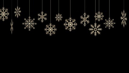 Wall Mural - winter background animation. gold snowflakes animation. abstract snowflake border. winter holidays t