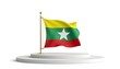 © Kromstar Studios - Myanmar flag, flag of Myanmar on a product placement podium isolated on a white background with copy space