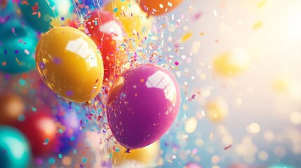 Vibrant celebration colorful balloons and confetti creating a joyous atmosphere for festive occasions