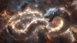 © Thiago - In the vast and mysterious realm of space, imagine a celestial serpent gracefully slithering among the stars. Celestial Serpent. Illustration