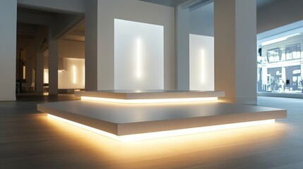 Contemporary minimalist space with ambient lighting in architectural design