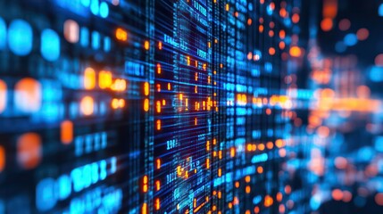 Poster - Digital backdround ideal for technological operations, neural networks, AI, data transmission and encryption, digital archives, audio and visual representations, scientific research
