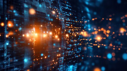 Poster - Digital backdround ideal for technological operations, neural networks, AI, data transmission and encryption, digital archives, audio and visual representations, scientific research