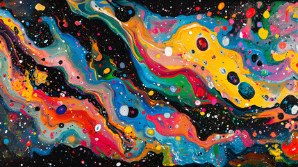 Wall Mural - Exploration of the Cosmic Periphery: An Abstract Dance of Colors and Patterns
