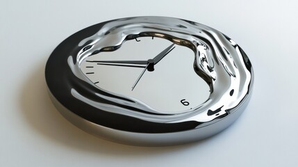 Aufkleber - A surreal clock features melting hands, illustrating the concept of time as fluid and intangible in a minimalist environment. Generative AI