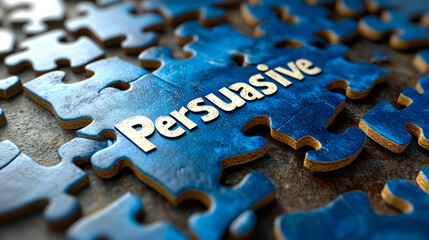 Persuasive Communication Concept with Puzzle Pieces and Influential Words