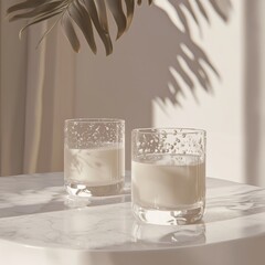 The spilled liquid is visible in two clear plastic cups on a white surface