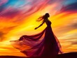 © bvbflo1 - A model in a long dress posing against a colorful sky
