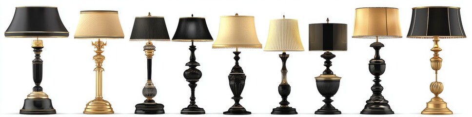 The front view of two table lamps isolated on transparency