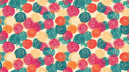 Vibrant seamless spiral pattern of picturesque abstract spots representing seasonal cycles captivating visual design