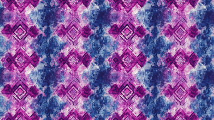 Colorful tie dye boho pattern featuring indigo purple and pink geometric textures ideal for textiles and home decor