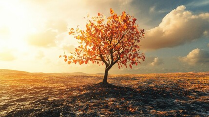 Vibrant Autumn Tree in Scenic Landscape