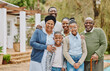 © peopleimages.com - Happy, generations and portrait of black family in backyard of new home for bonding, connection and love. Mortgage, outdoor and African children with parents and grandparents in garden in Botswana.