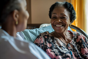 compassionate care with elderly woman and healthcare worker