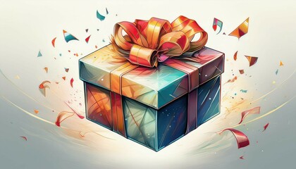 Wall Mural - gift box with ribbon