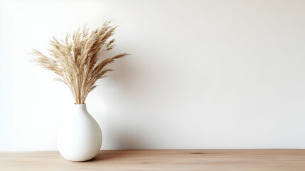 Wall Mural - White Vase With Dried Grass Illustration