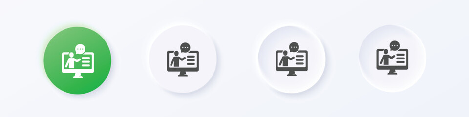 Wall Mural - teaching, video tutorial icon. neumorphism round style button design vector