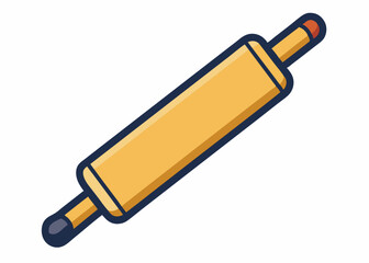 Wooden rolling pin on white background vector art illustration