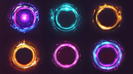 Colorful Abstract Energy Circles with Glowing Effects