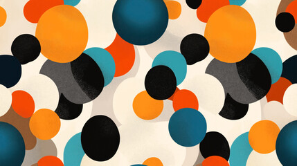 Wall Mural - abstract geometric design with overlapping colorful circles in orange, blue, black, and beige tones 