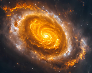 Wall Mural - Spiral Nebula with Swirls of Vibrant Orange: Cosmic Beauty Unveiled