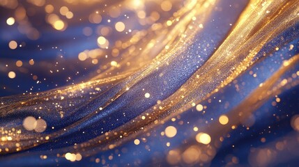 Glittering Fabric Flowing with Light and Sparkles