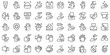 © Pixset Pro - Set of thin line global handwashing day Icons. Vector illustration