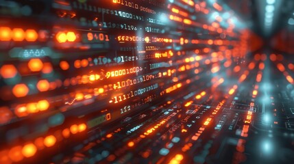Fototapete - Abstract High-Resolution Web Development and Coding Background with Technology Code Lines 3D Rendering