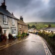 © Route66 - high street in a traditional village on the hills in the UK, AI