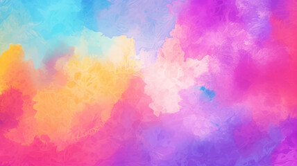Wall Mural - soft splash watercolor background in bright colorful painted design, red yellow blue purple and pink