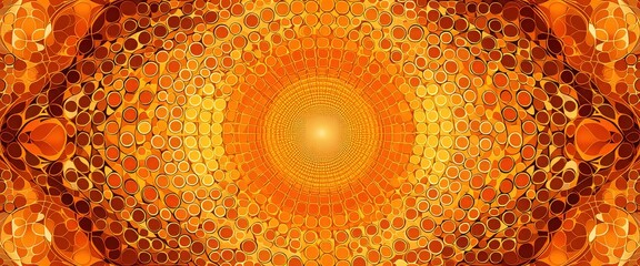 Vibrant abstract orange pattern with circular geometric design centered