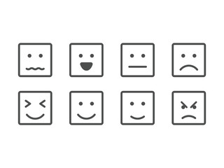 set of shape emoticons with different emotions design vector on transparent background