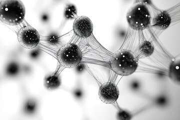 Aufkleber - Abstract 3D Render of Black Spheres Connected by Thin Lines