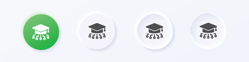 Wall Mural - online school icon. neumorphism round style button design vector