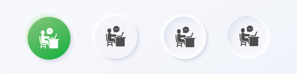 Wall Mural - online school icon. neumorphism round style button design vector