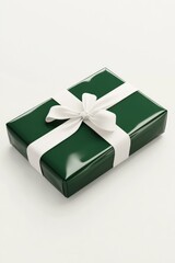 Wall Mural - Green Gift Box with White Ribbon