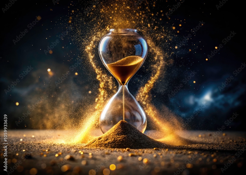 Surreal Broken Hourglass Symbolizing Time Passing with Scattered Sand ...