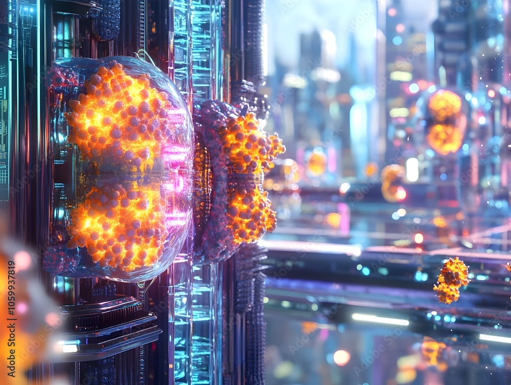 Israeli Bio Computer Sentient Biocomputer with Pulsing Biochemical Reactions and Iridescent ...