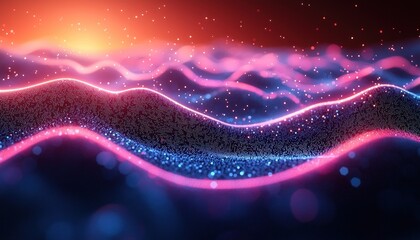 Poster - Abstract Wavy Background with Pink and Blue Glowing Lights
