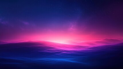 Wall Mural - Infinite stars glow beneath a radiant sunset, painting the sky with hues of pink and purple.