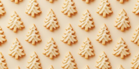 Sticker -  freshly baked Homemade  Delicious christmas trees cookies pattern. Christmas and New Year festivities