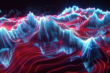 Wall Mural - a computer generated image of a mountain range with red and blue colors