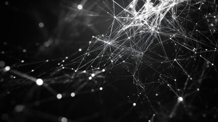 Wall Mural - digital network structure with bright points and connecting lines, showcasing depth and complexity